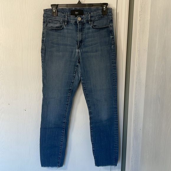 3X1 Frayed Cropped Ankle Medium Wash Denim Jeans Size 29 - Picture 1 of 10